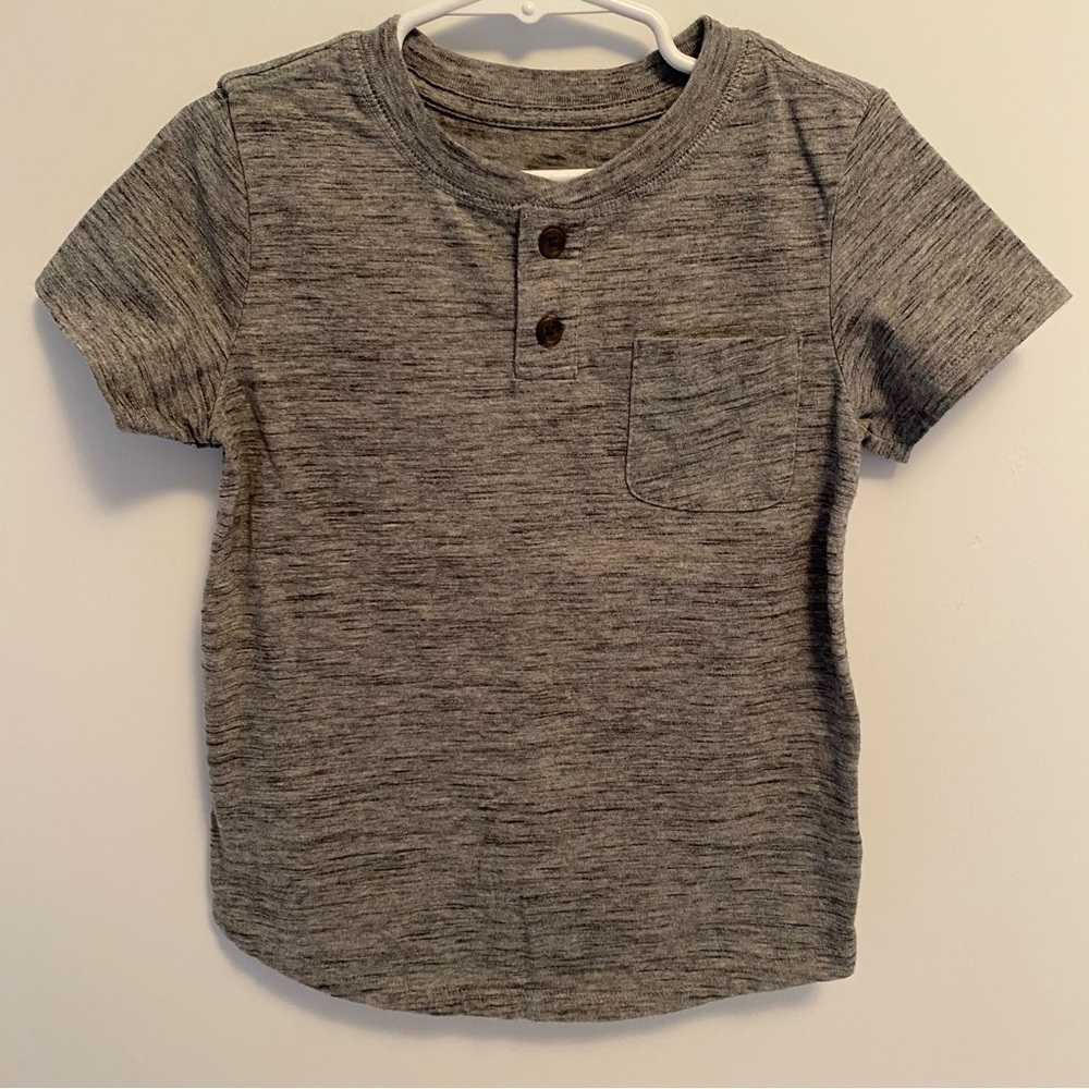 Cat & Jack Toddler Boy's Short Sleeve Henley T-Shirt Gray Heather Size 4T